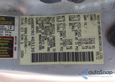 2012 Nissan Frontier S from USA, damaged, VIN 1N6BD0CT6CC403130